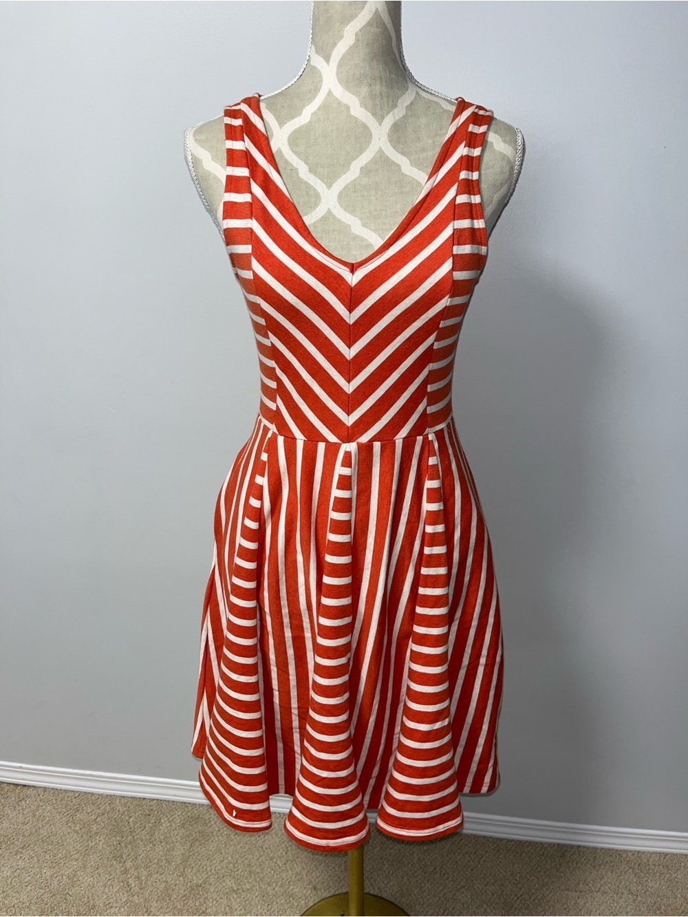 Saturday Sunday Anthropologie Stripe Fit & Flare Dress Pockets Size S